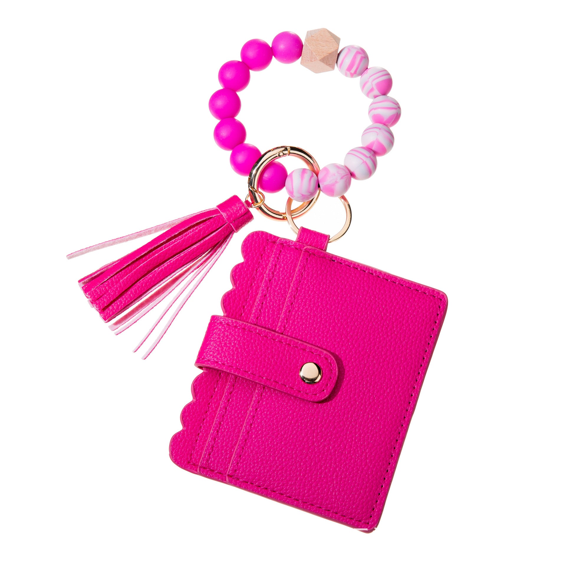 Wholesale Card Holder Colorful Silicone Beaded Wrist Keychain